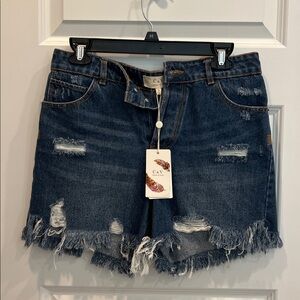 Chelsea & Violet Blue Distressed Jean Shorts
